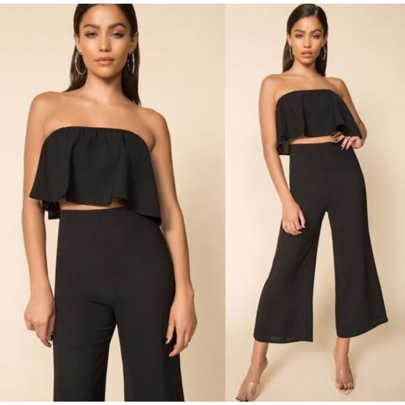 Superdown Brooke Wide Leg Crop Pant Black Size S Revolve - Picture 2 of 11